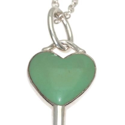 TIFFANY&Co. Double Heart Key Enamel Necklace Silver Ladies [Used]