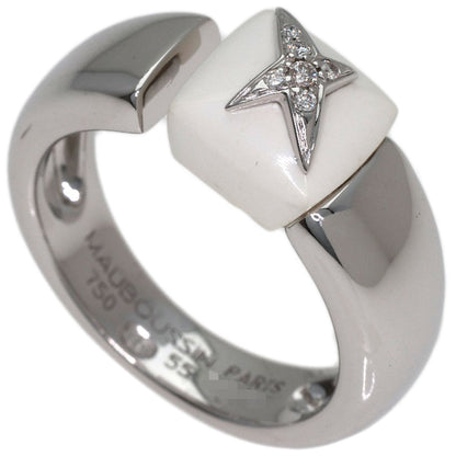 MAUBOUSSIN Etoile Sublime Ceramic Diamond #55 Ring K18 White Gold Ladies [Used]