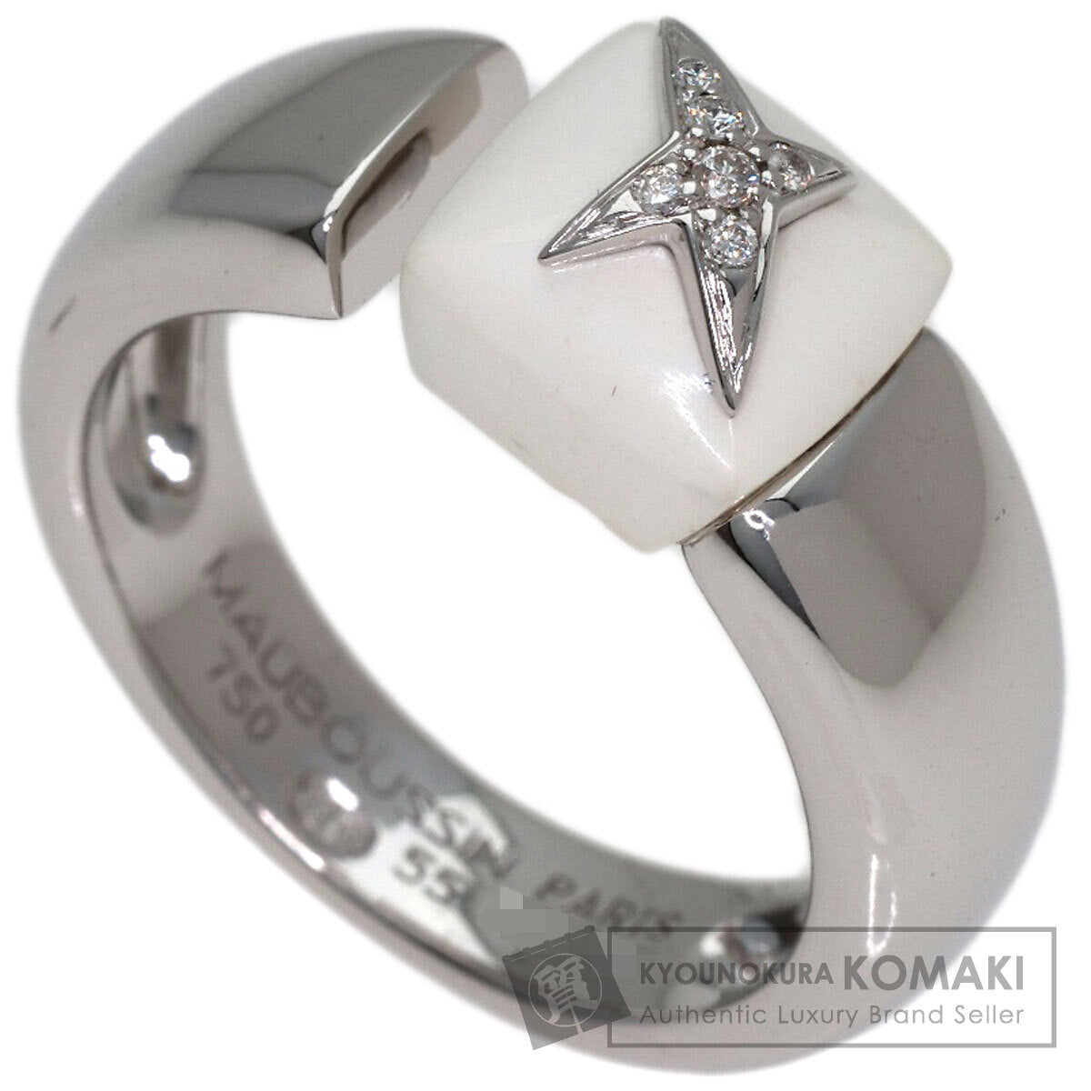 MAUBOUSSIN Etoile Sublime Ceramic Diamond #55 Ring K18 White Gold Ladies [Used]
