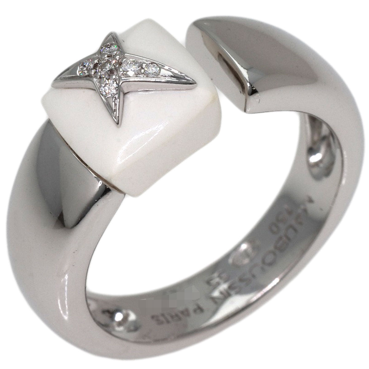 MAUBOUSSIN Etoile Sublime Ceramic Diamond #55 Ring K18 White Gold Ladies [Used]