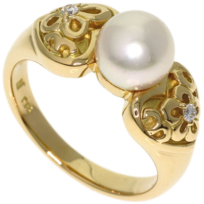 MIKIMOTO Pearl Pearl Diamond Ring K18 Yellow Gold Ladies [Used]