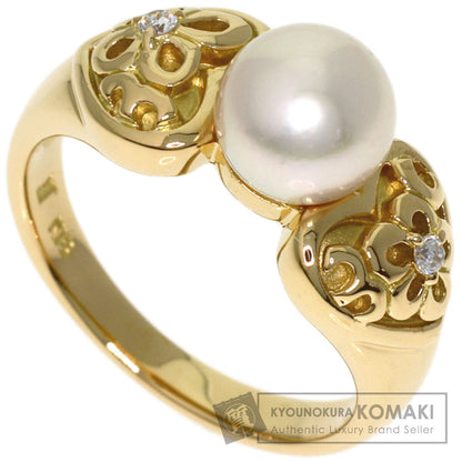 MIKIMOTO Pearl Pearl Diamond Ring K18 Yellow Gold Ladies [Used]