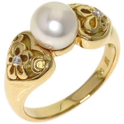 MIKIMOTO Pearl Pearl Diamond Ring K18 Yellow Gold Ladies [Used]