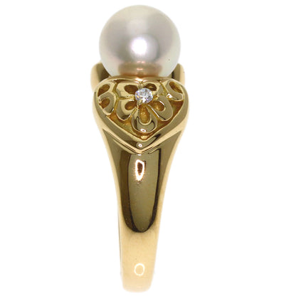 MIKIMOTO Pearl Pearl Diamond Ring K18 Yellow Gold Ladies [Used]