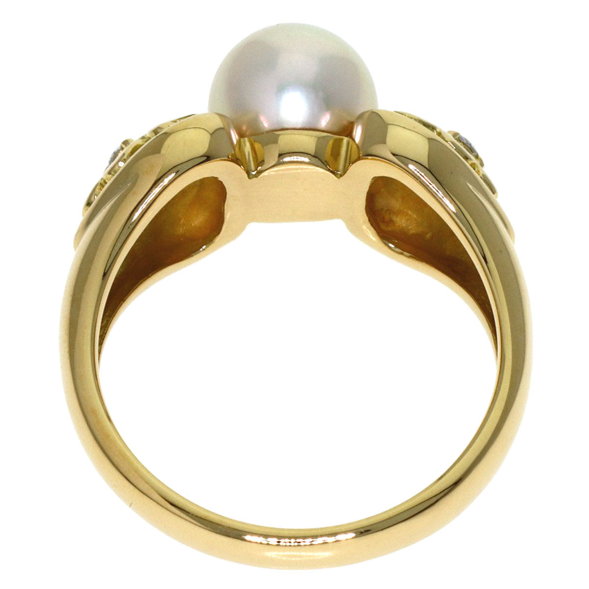 MIKIMOTO Pearl Pearl Diamond Ring K18 Yellow Gold Ladies [Used]