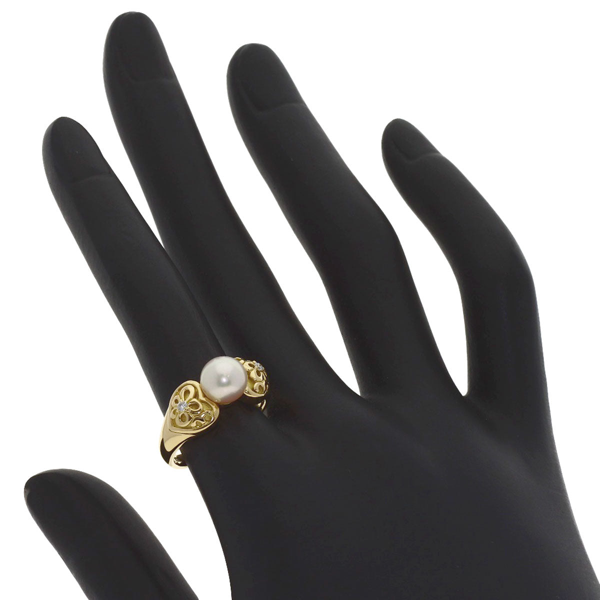 MIKIMOTO Pearl Pearl Diamond Ring K18 Yellow Gold Ladies [Used]