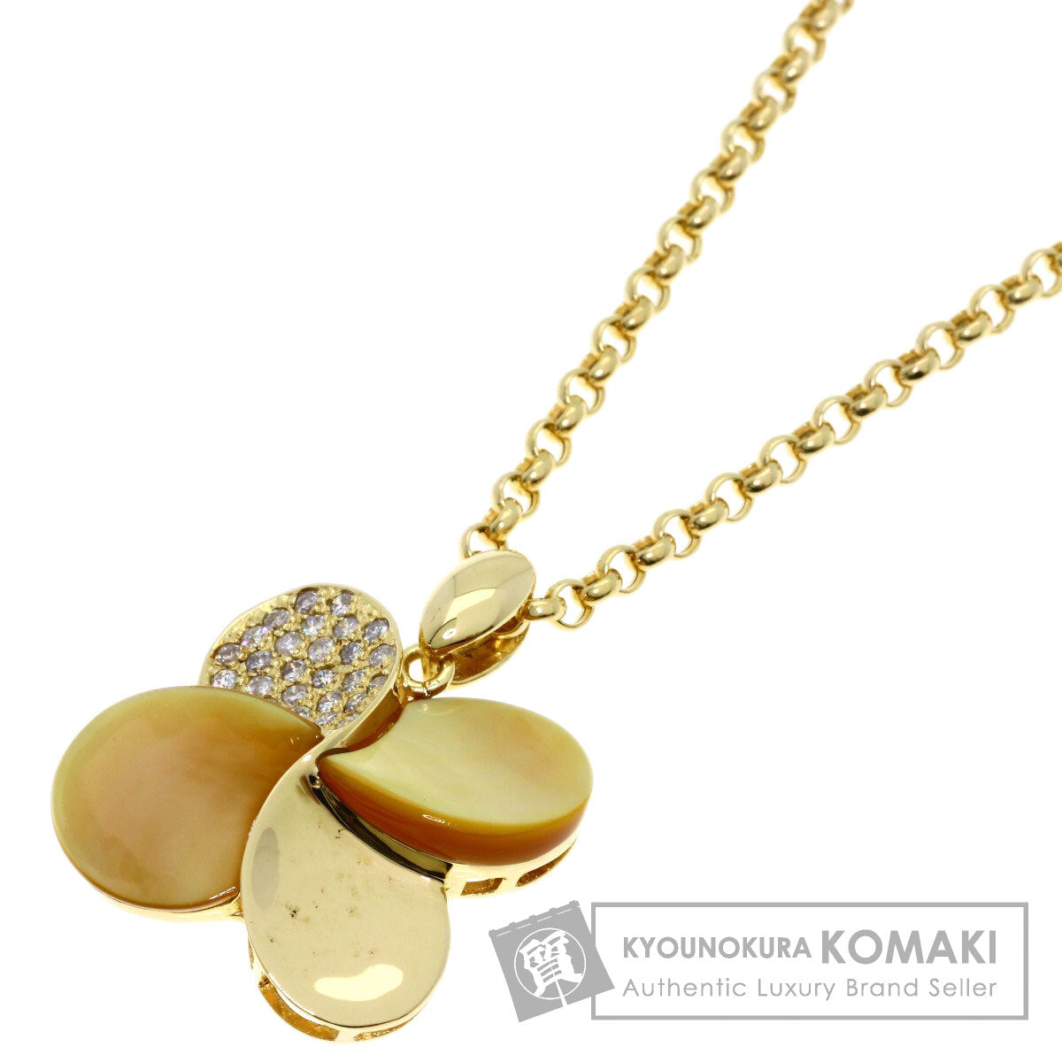 0.33ct Four-leaf clover diamond Necklace K18 Yellow Gold 10.6g　Ladies