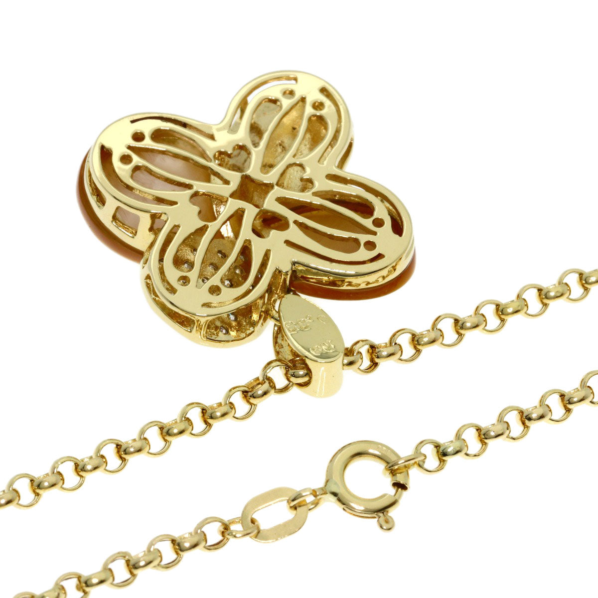 0.33ct Four-leaf clover diamond Necklace K18 Yellow Gold 10.6g　Ladies