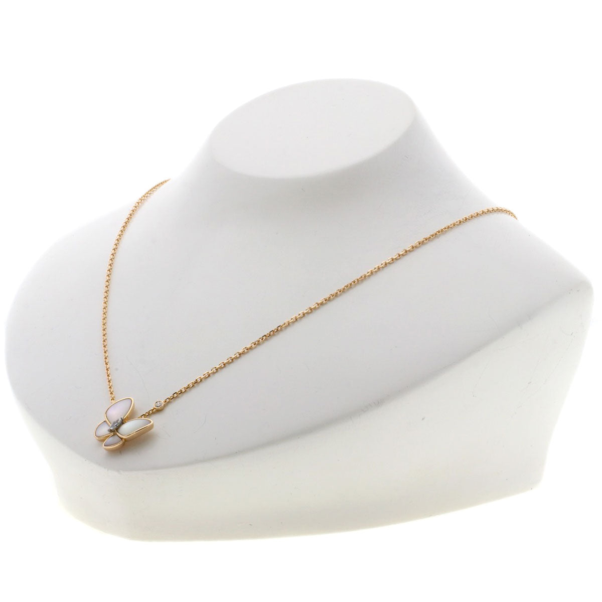 Van Cleef & Arpels De Papillon Diamond White Shell Necklace K18 Pink Gold Ladies [Used]
