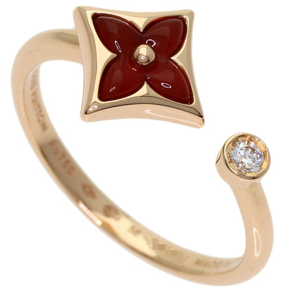 LOUIS VUITTON Star Blossom Mini Carnelian Diamond #56 Ring K18 Pink Gold Ladies [Used]