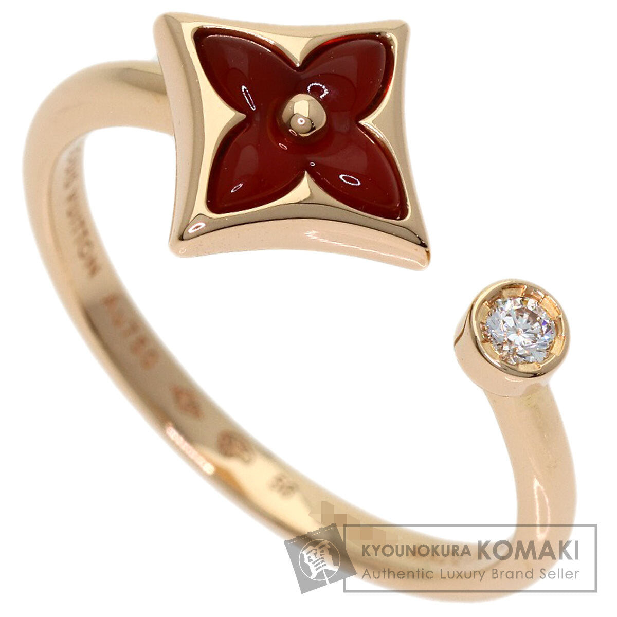 LOUIS VUITTON Star Blossom Mini Carnelian Diamond #56 Ring K18 Pink Gold Ladies [Used]