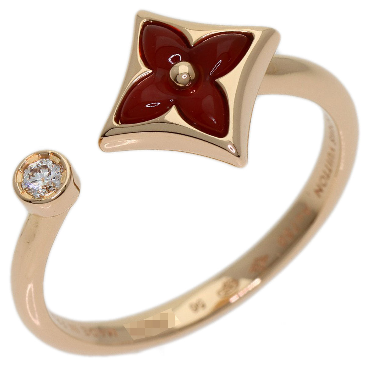 LOUIS VUITTON Star Blossom Mini Carnelian Diamond #56 Ring K18 Pink Gold Ladies [Used]
