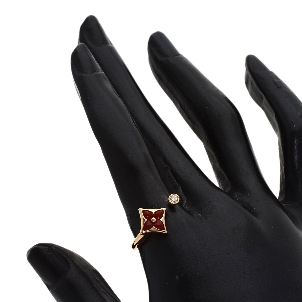 LOUIS VUITTON Star Blossom Mini Carnelian Diamond #56 Ring K18 Pink Gold Ladies [Used]