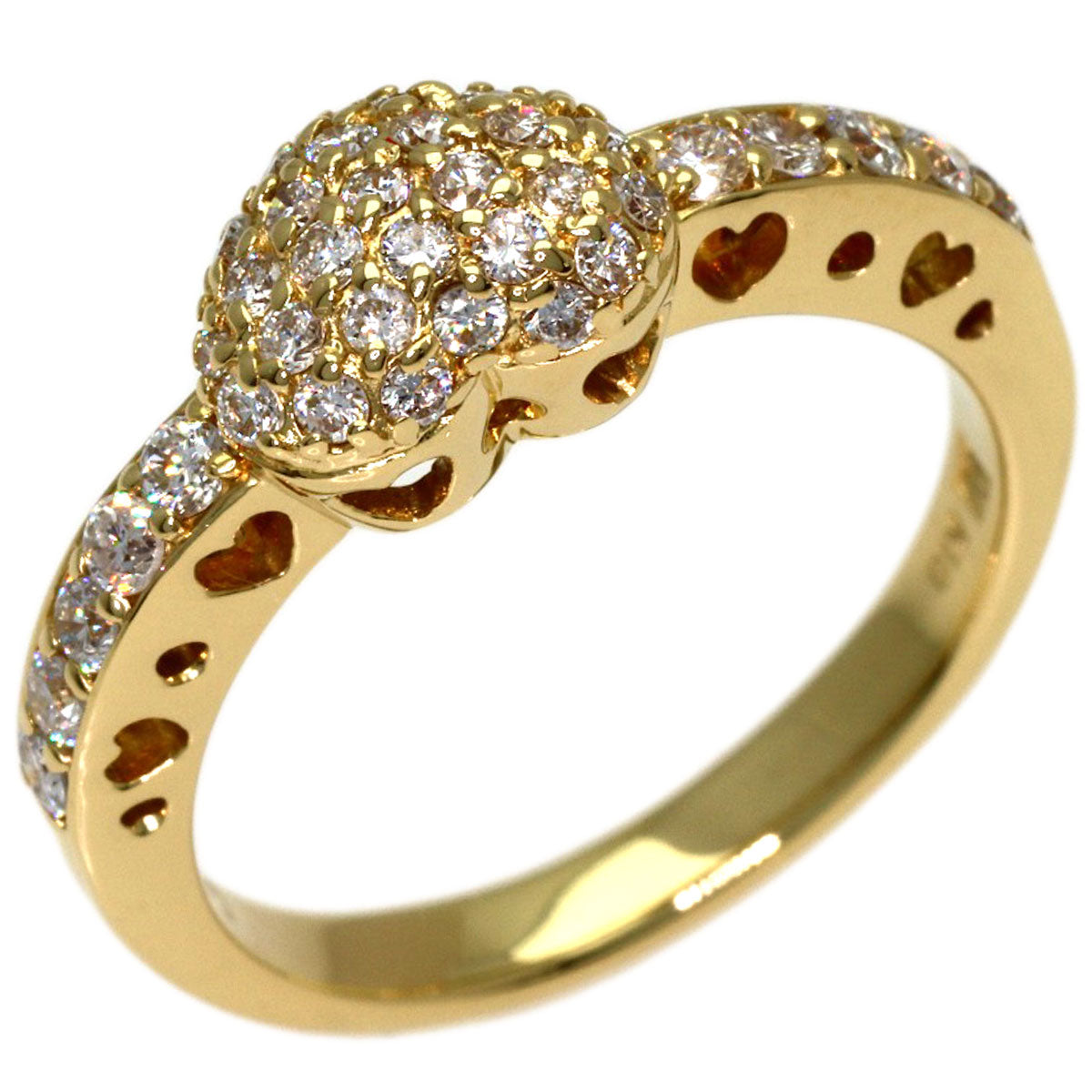 Ponte Vecchio Heart Diamond Ring K18 Yellow Gold Ladies [Used]