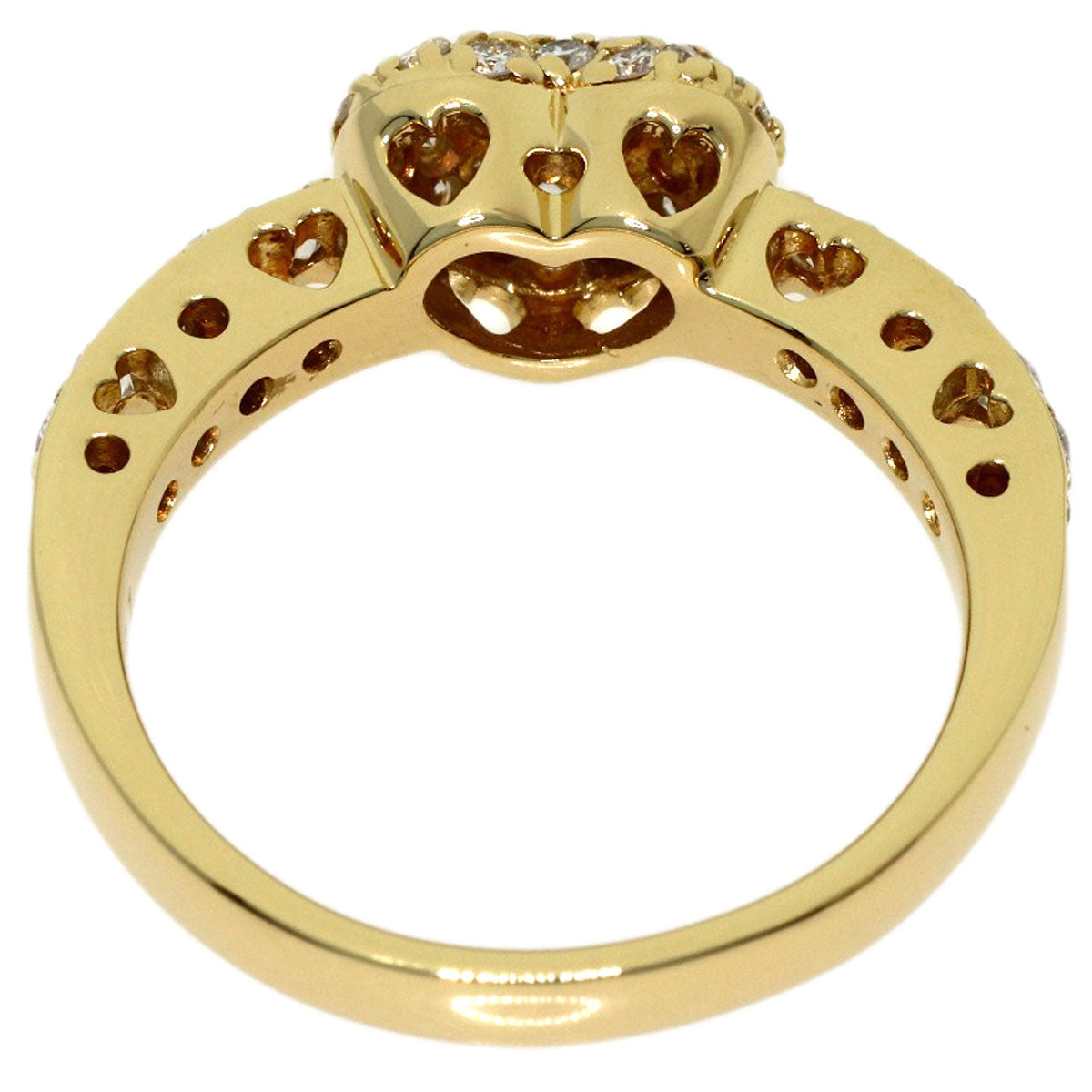 Ponte Vecchio Heart Diamond Ring K18 Yellow Gold Ladies [Used]