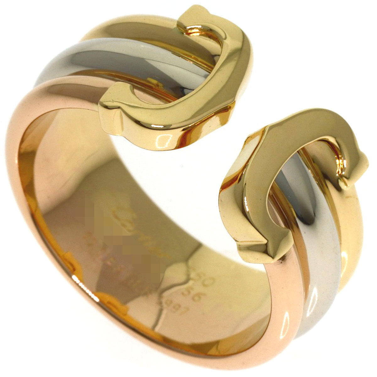 CARTIER 2C LM #56 Ring K18 Yellow Gold K18 White GoldLadies [Used]