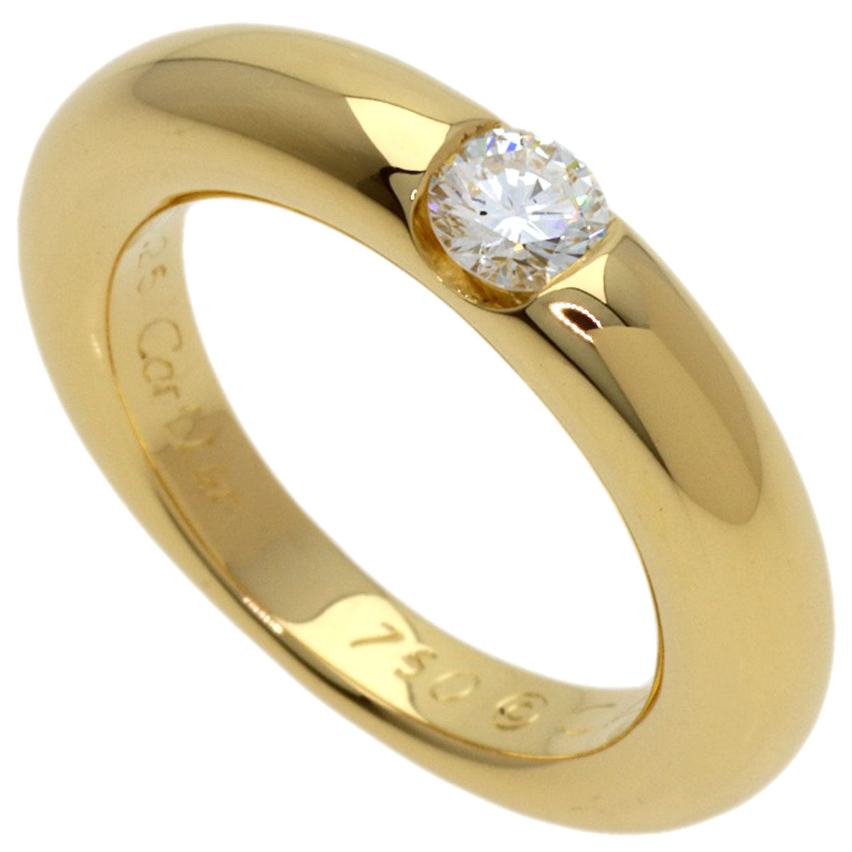 CARTIER Ellipse 1P Diamond #47 Ring K18 Yellow Gold Ladies [Used]