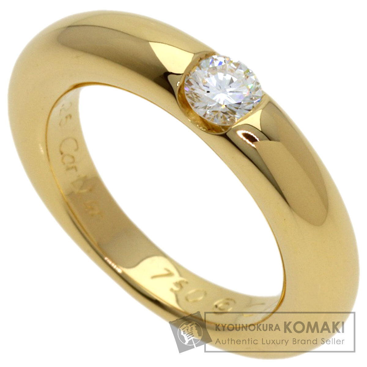 CARTIER Ellipse 1P Diamond #47 Ring K18 Yellow Gold Ladies [Used]
