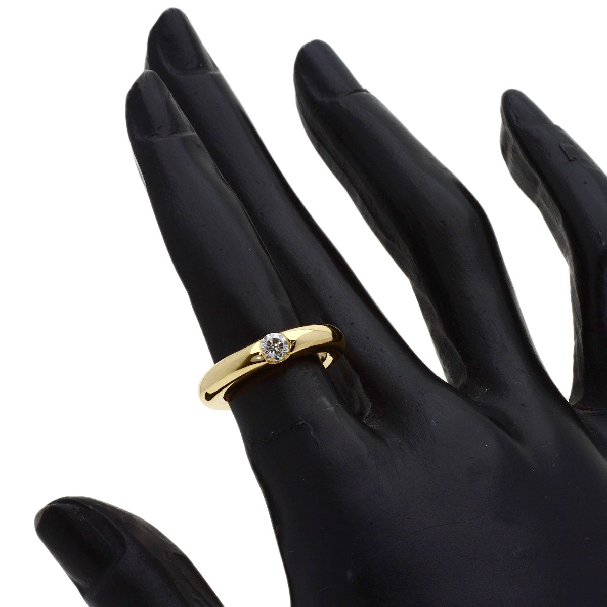 CARTIER Ellipse 1P Diamond #47 Ring K18 Yellow Gold Ladies [Used]