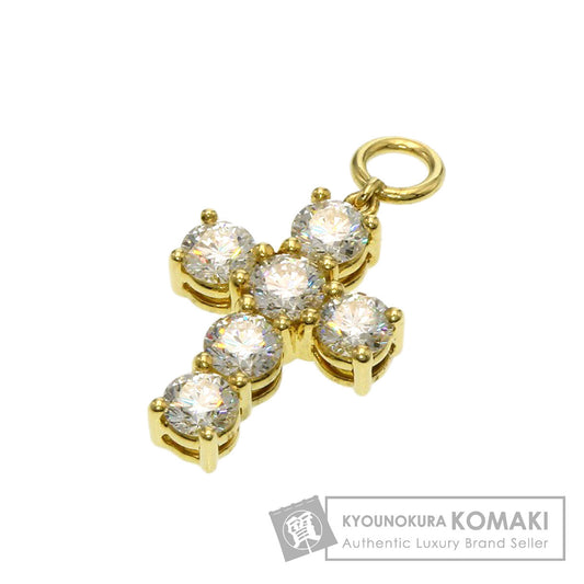 Gimel Cross diamond Pendant top K18 Yellow Gold Ladies [Used]