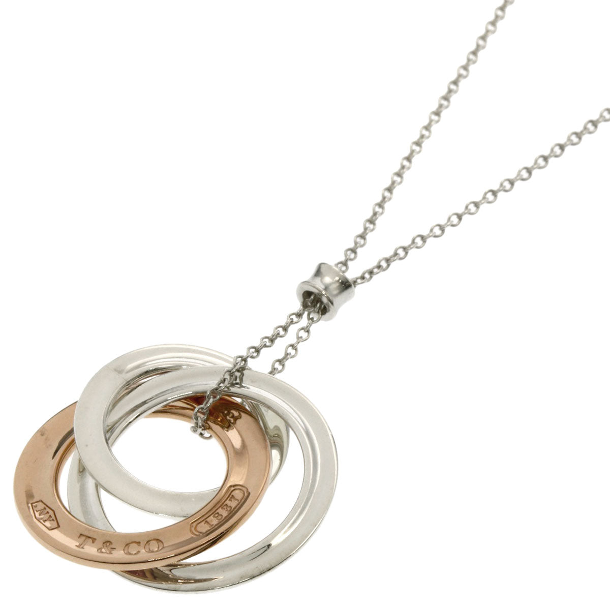 TIFFANY&Co. Interlocking Necklace Silver rubed metalLadies [Used]