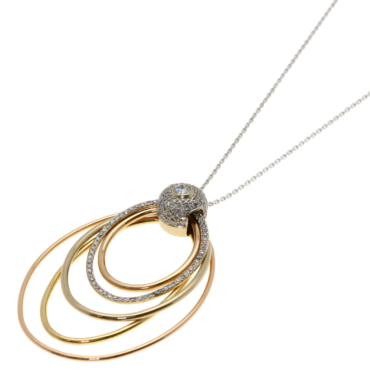 FOREVERMARK Millmore Big Circle Diamond Necklace K18 White Gold Ladies [Used]