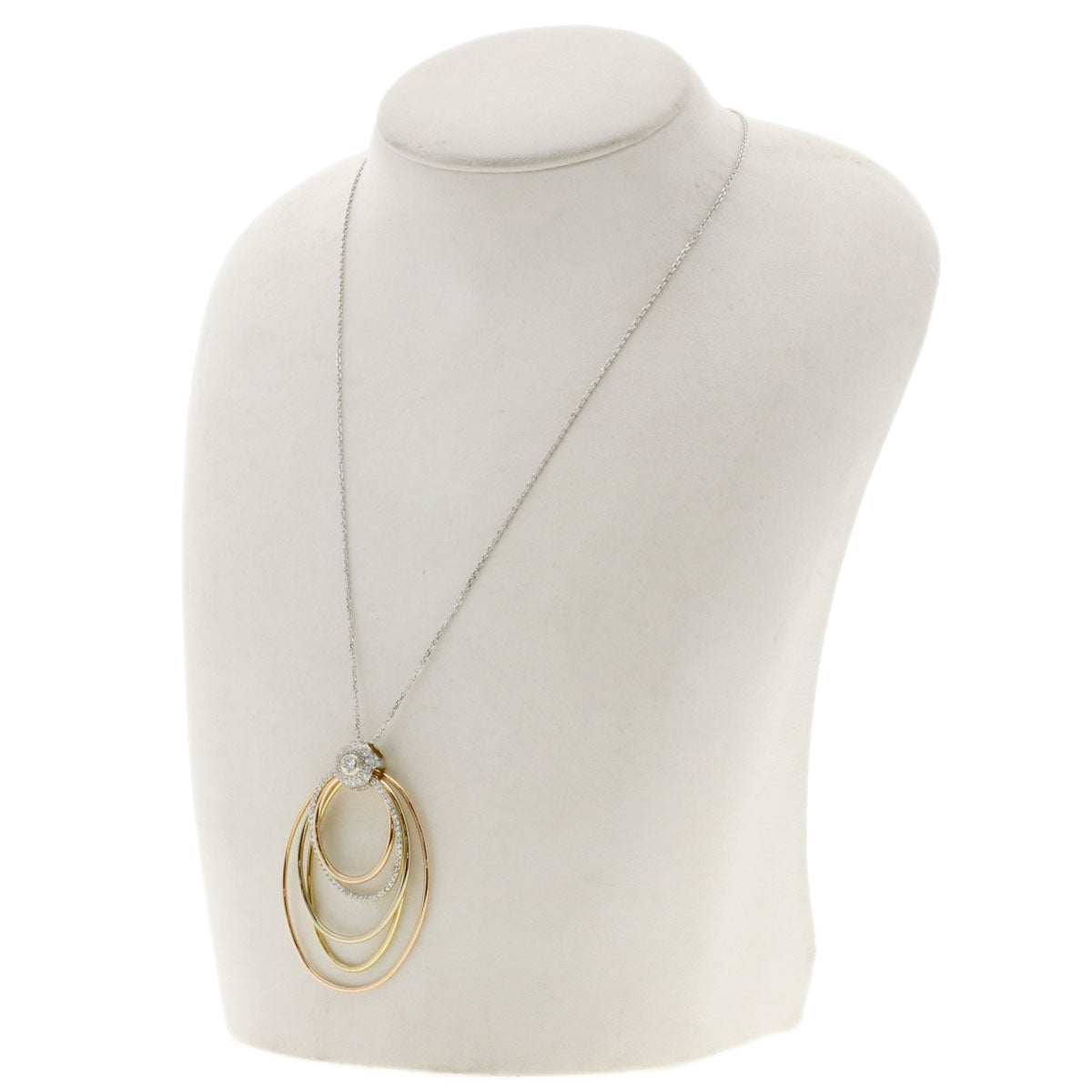 FOREVERMARK Millmore Big Circle Diamond Necklace K18 White Gold Ladies [Used]