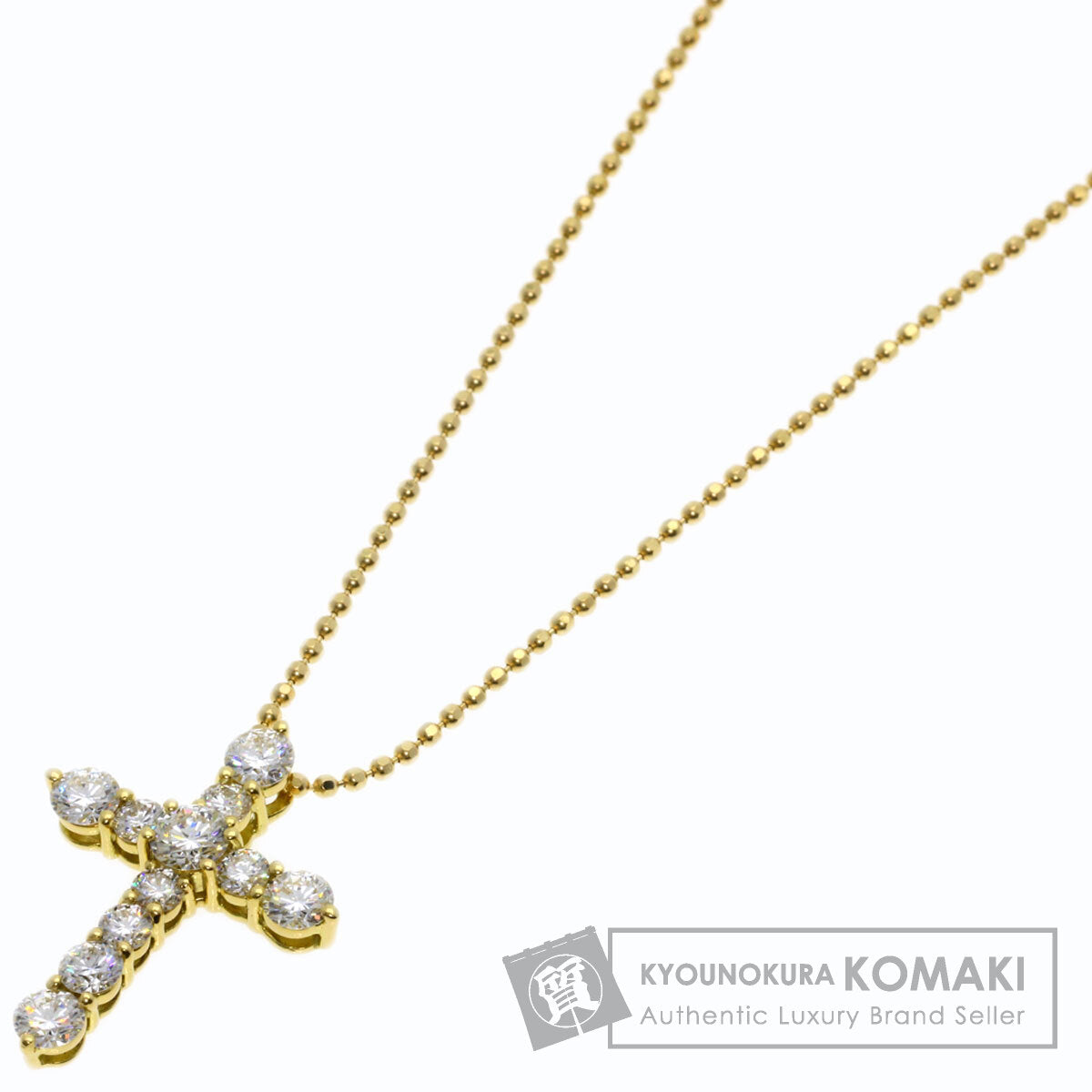 TASAKI Cross diamond Necklace K18 Yellow Gold Ladies [Used]