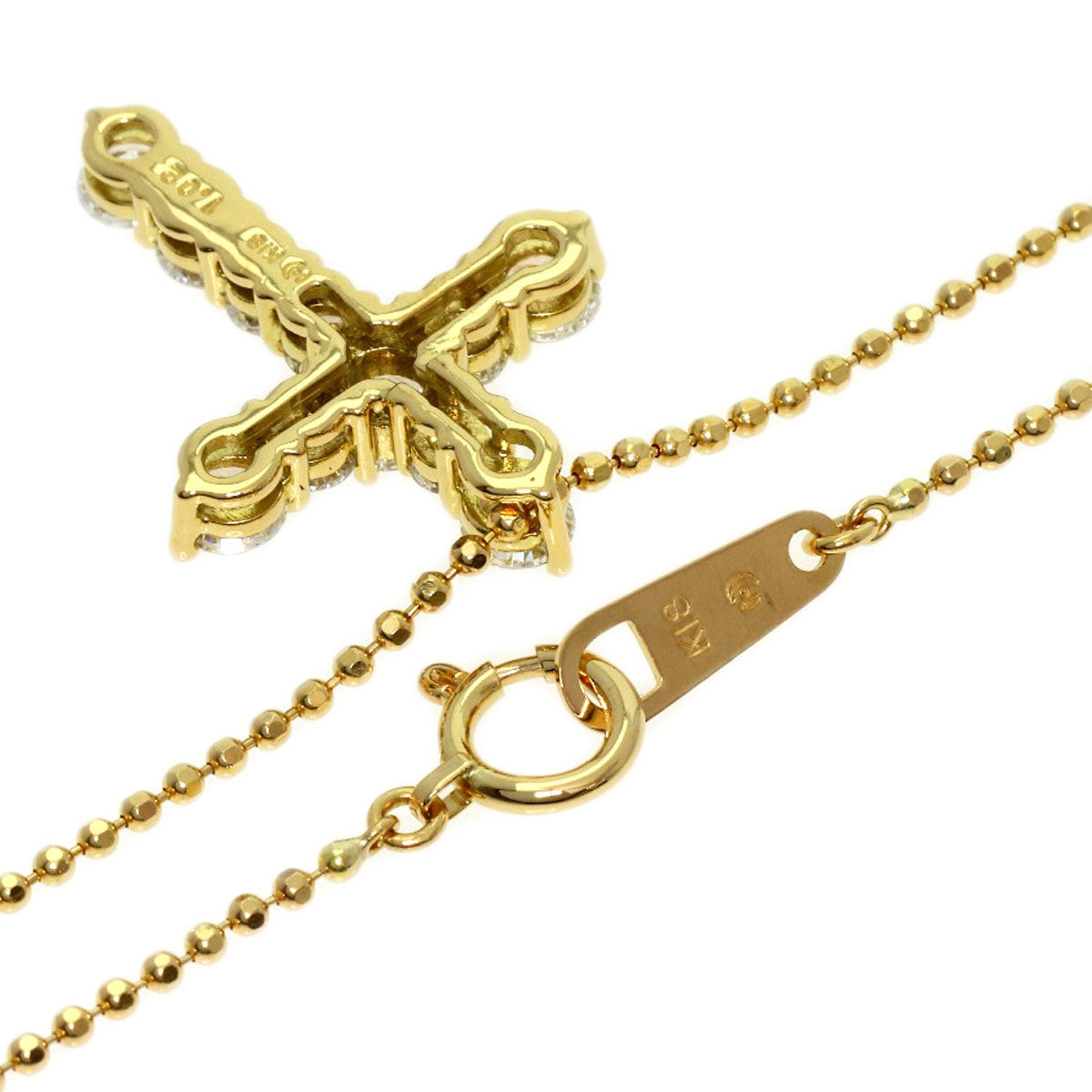 TASAKI Cross diamond Necklace K18 Yellow Gold Ladies [Used]