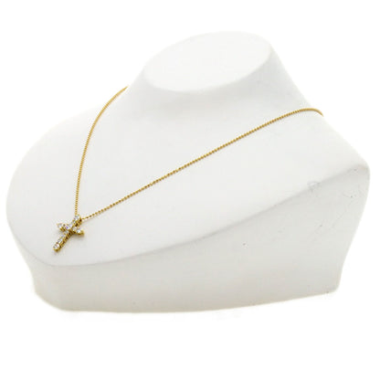 TASAKI Cross diamond Necklace K18 Yellow Gold Ladies [Used]