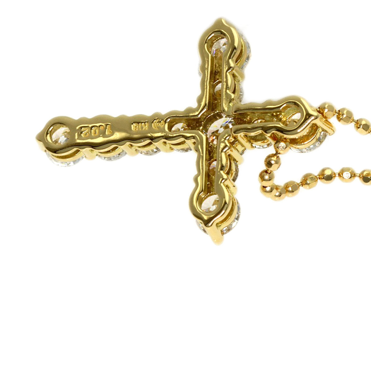 TASAKI Cross diamond Necklace K18 Yellow Gold Ladies [Used]