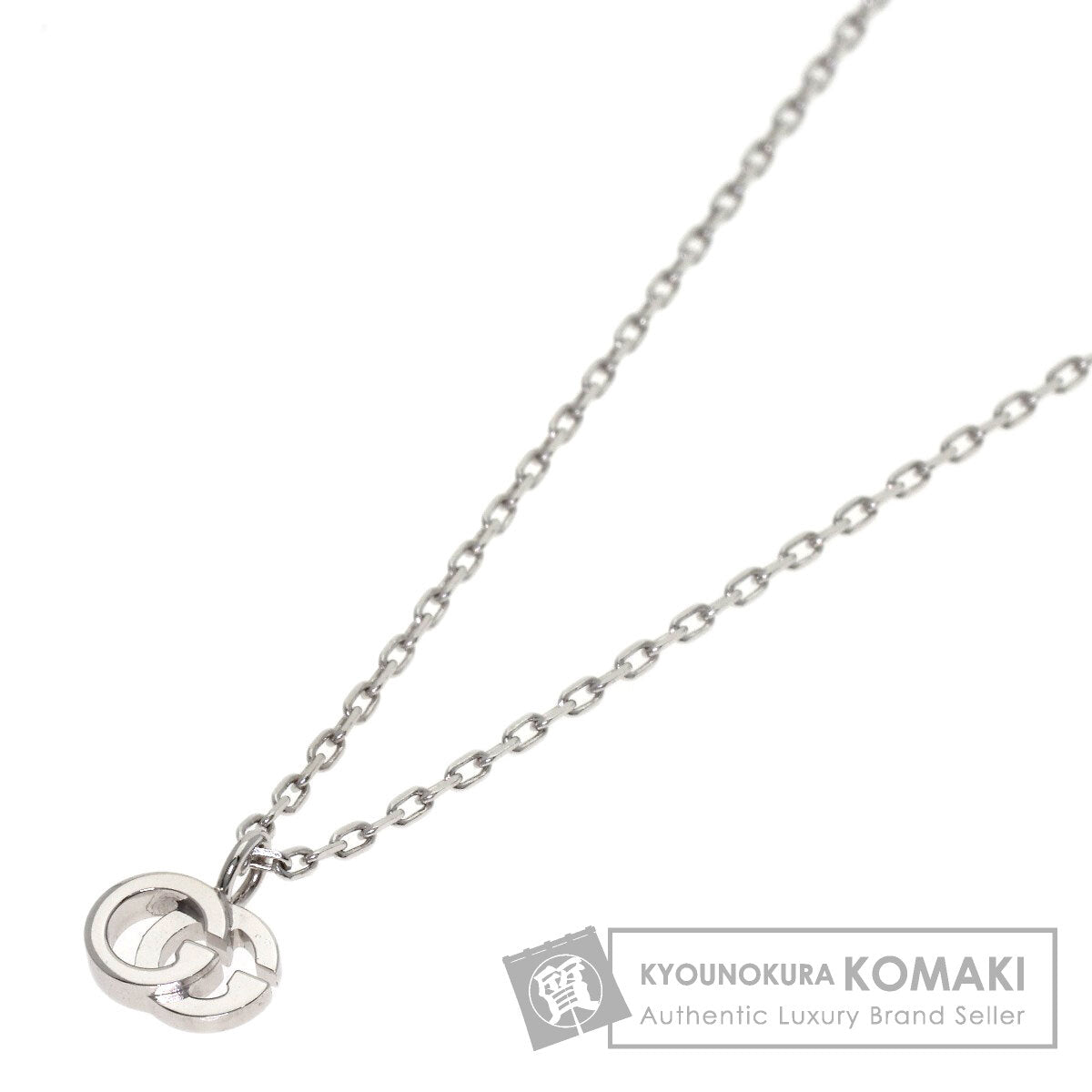 GUCCI Double G Necklace K18 White Gold Ladies [Used]