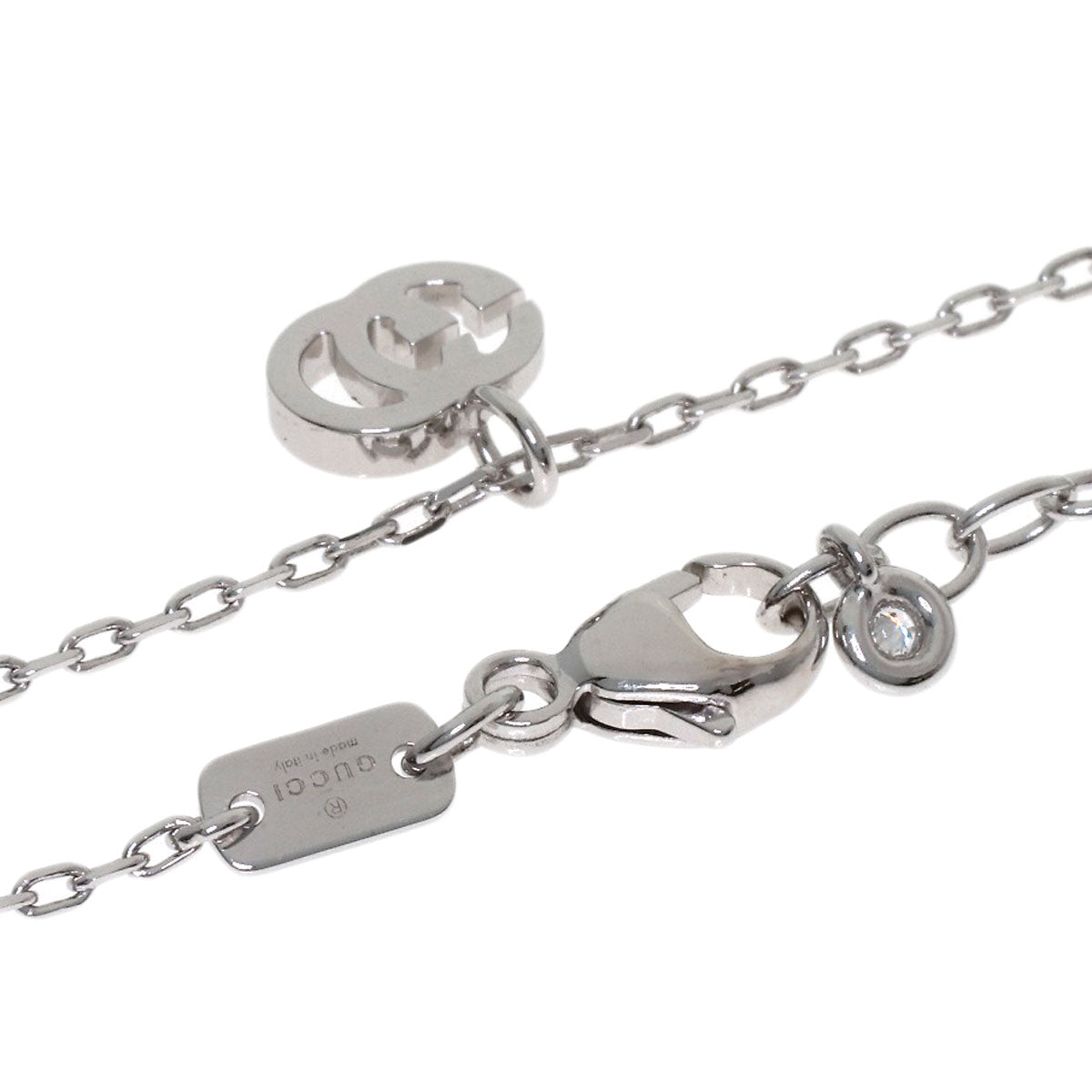 GUCCI Double G Necklace K18 White Gold Ladies [Used]