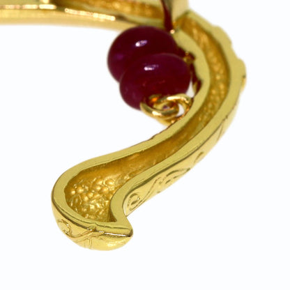 IKEDA KEIKO Ship motif Ruby Brooch K18 Yellow Gold Ladies [Used]