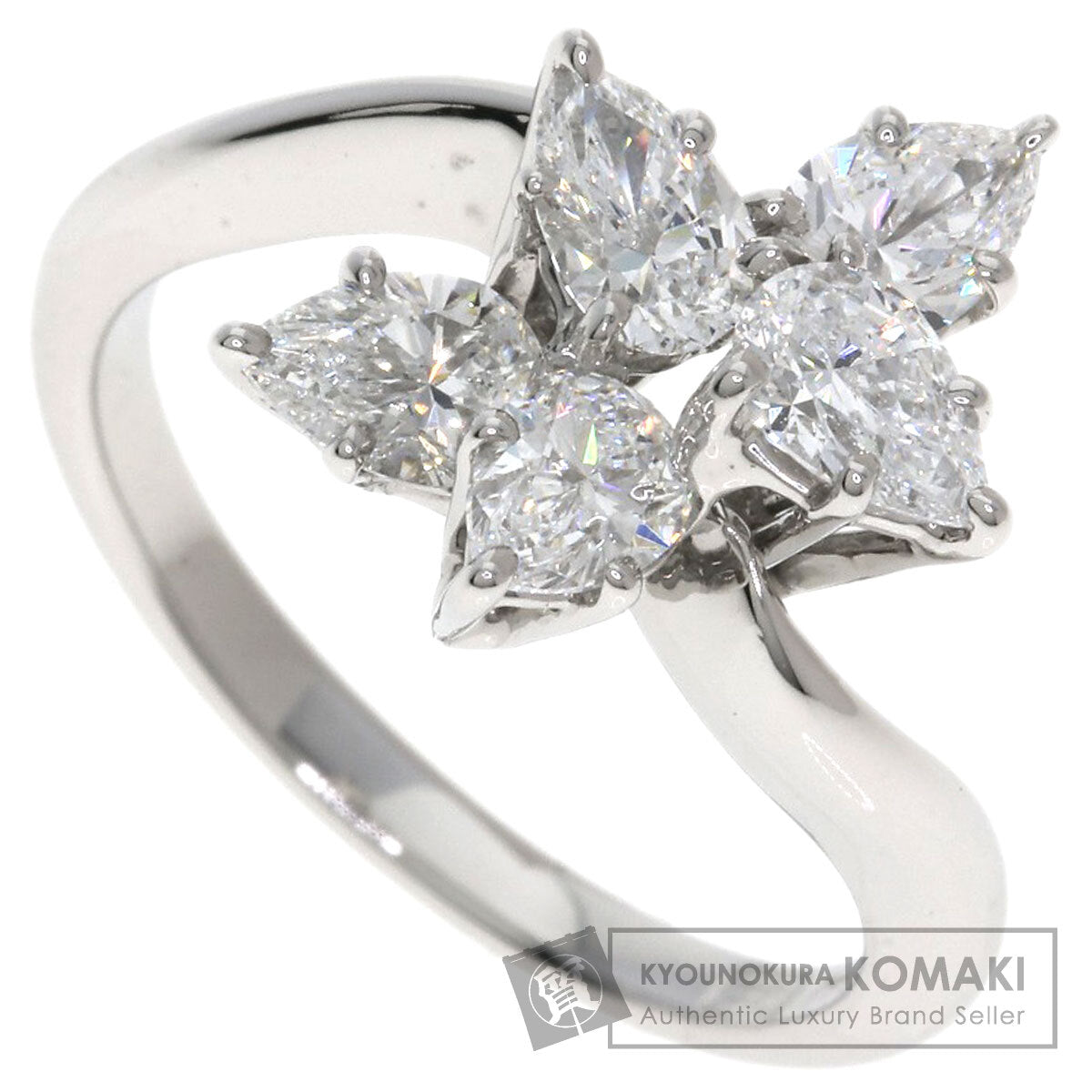 HARRY WINSTON Cluster Small Pear-Shaped Diamonds Ring Platinum PT950 Ladies [Used]
