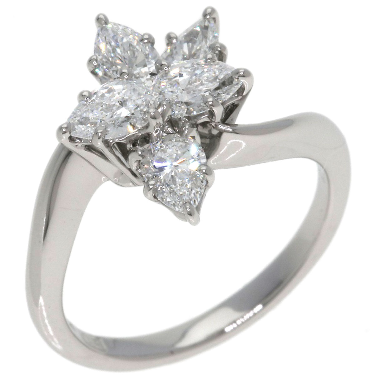 HARRY WINSTON Cluster Small Pear-Shaped Diamonds Ring Platinum PT950 Ladies [Used]