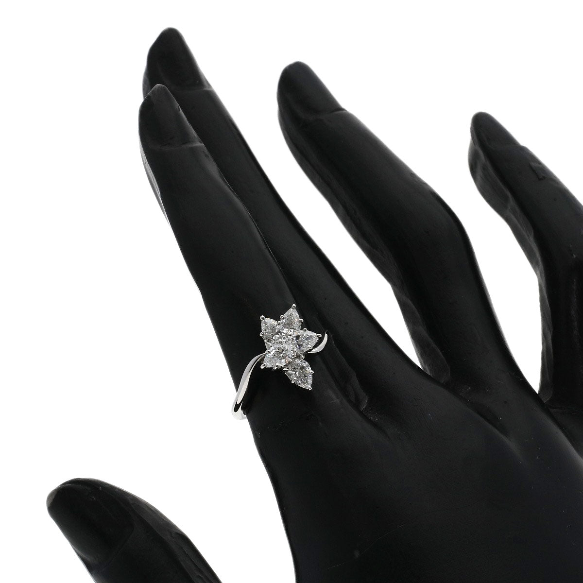 HARRY WINSTON Cluster Small Pear-Shaped Diamonds Ring Platinum PT950 Ladies [Used]