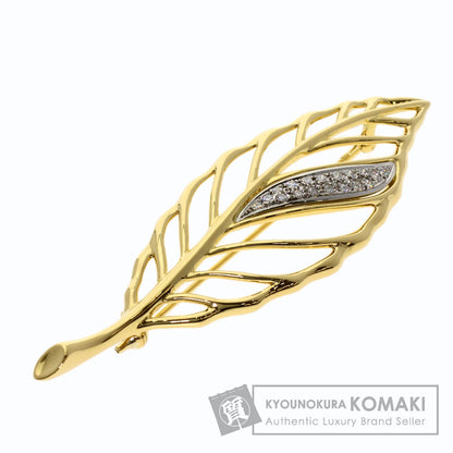 MIKIMOTO Leaf Diamond Brooch K18 Yellow Gold K18 White GoldLadies [Used]