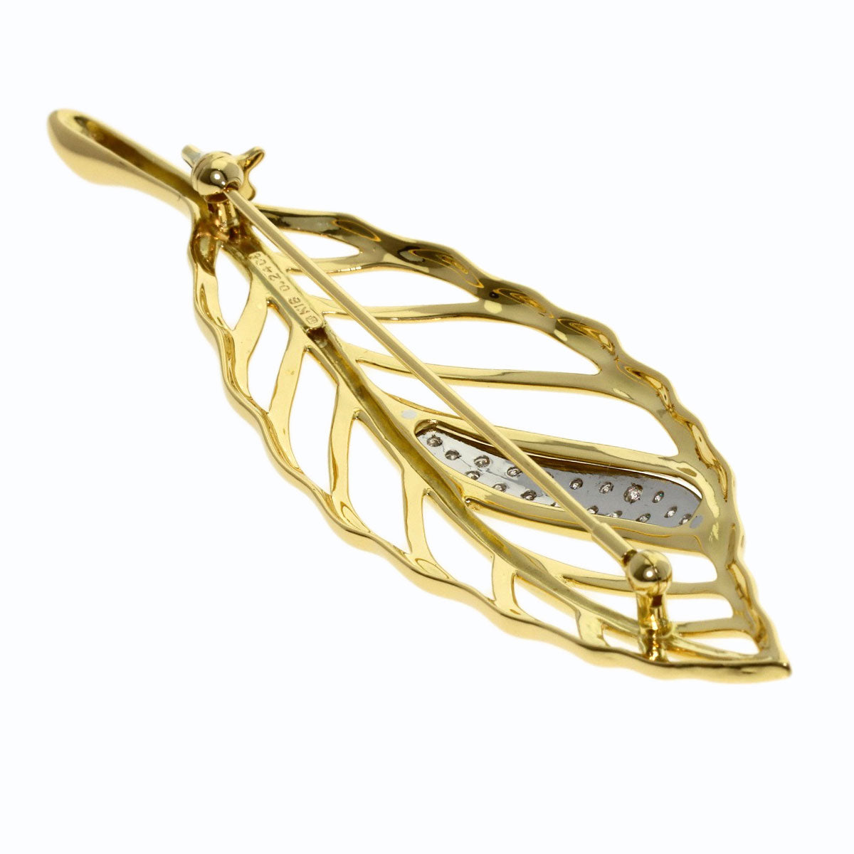 MIKIMOTO Leaf Diamond Brooch K18 Yellow Gold K18 White GoldLadies [Used]