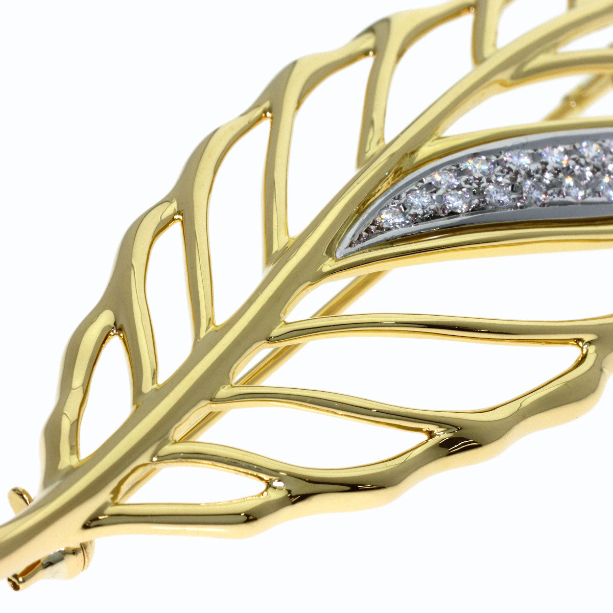 MIKIMOTO Leaf Diamond Brooch K18 Yellow Gold K18 White GoldLadies [Used]