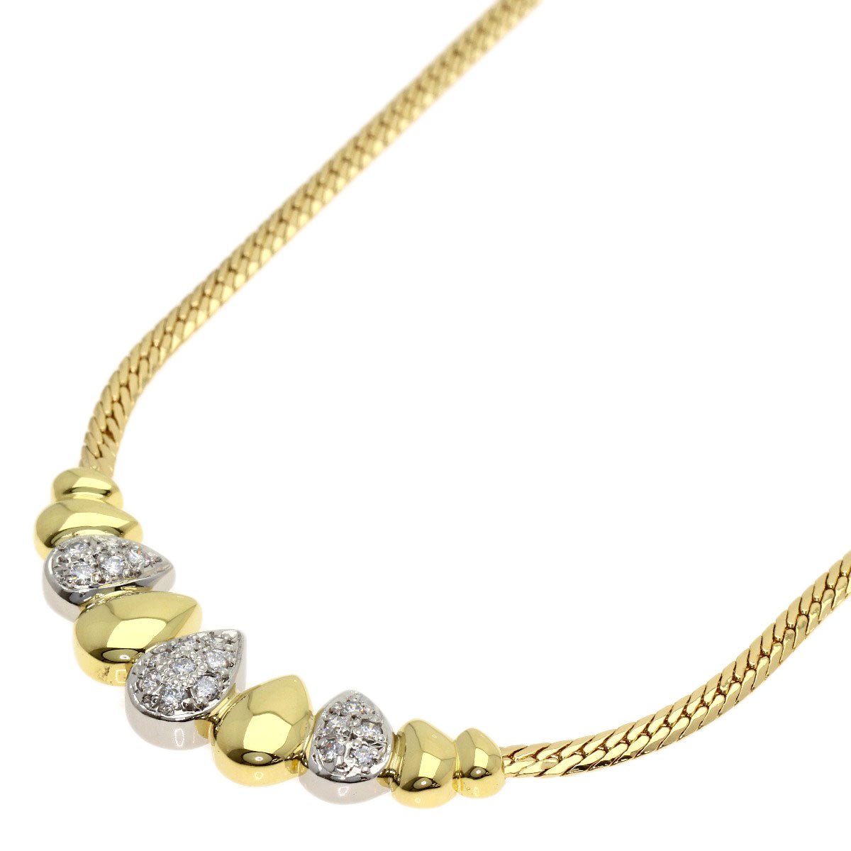YUKIKO HANAI Teardrop motif diamond Necklace Platinum PT900 18K Yellow GoldLadies [Used]