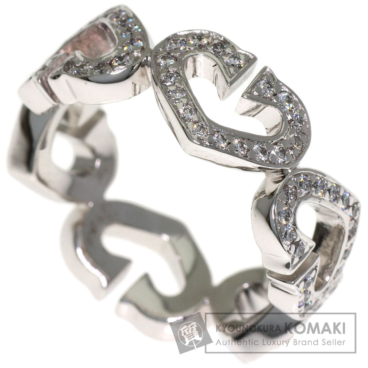 CARTIER C Heart Full Diamond #53 Ring K18 White Gold Ladies [Used]