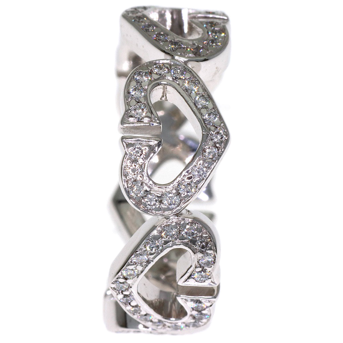 CARTIER C Heart Full Diamond #53 Ring K18 White Gold Ladies [Used]