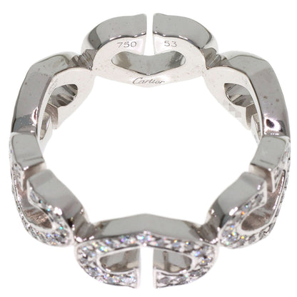 CARTIER C Heart Full Diamond #53 Ring K18 White Gold Ladies [Used]