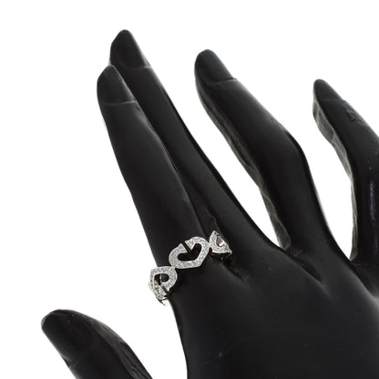 CARTIER C Heart Full Diamond #53 Ring K18 White Gold Ladies [Used]