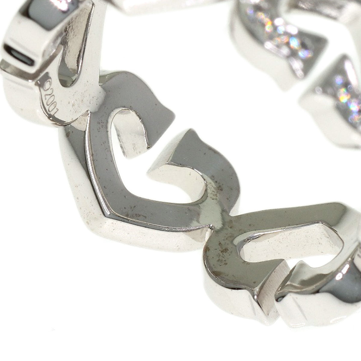 CARTIER C Heart Full Diamond #53 Ring K18 White Gold Ladies [Used]