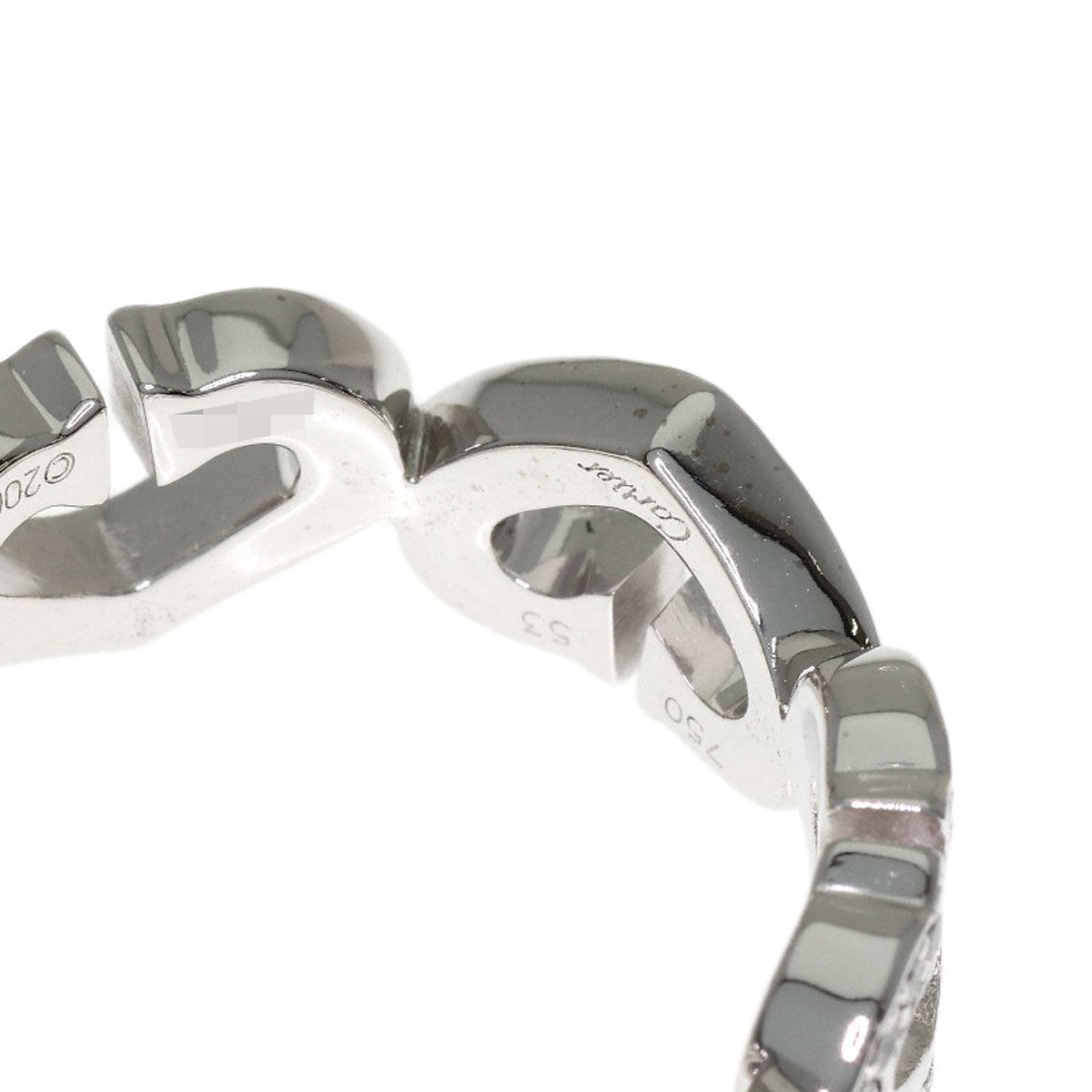 CARTIER C Heart Full Diamond #53 Ring K18 White Gold Ladies [Used]