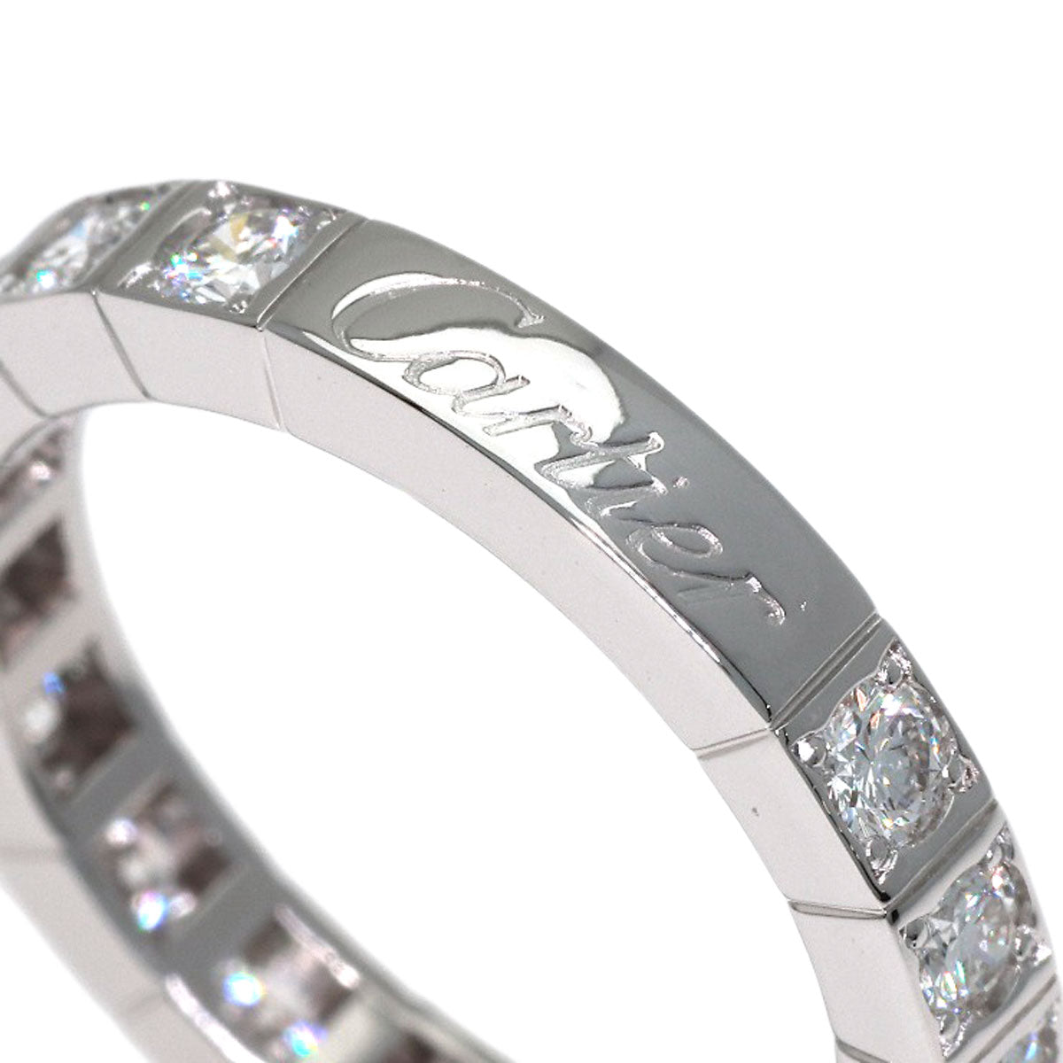 CARTIER Lanieres Full Diamond #48 Ring K18 White Gold Ladies [Used]