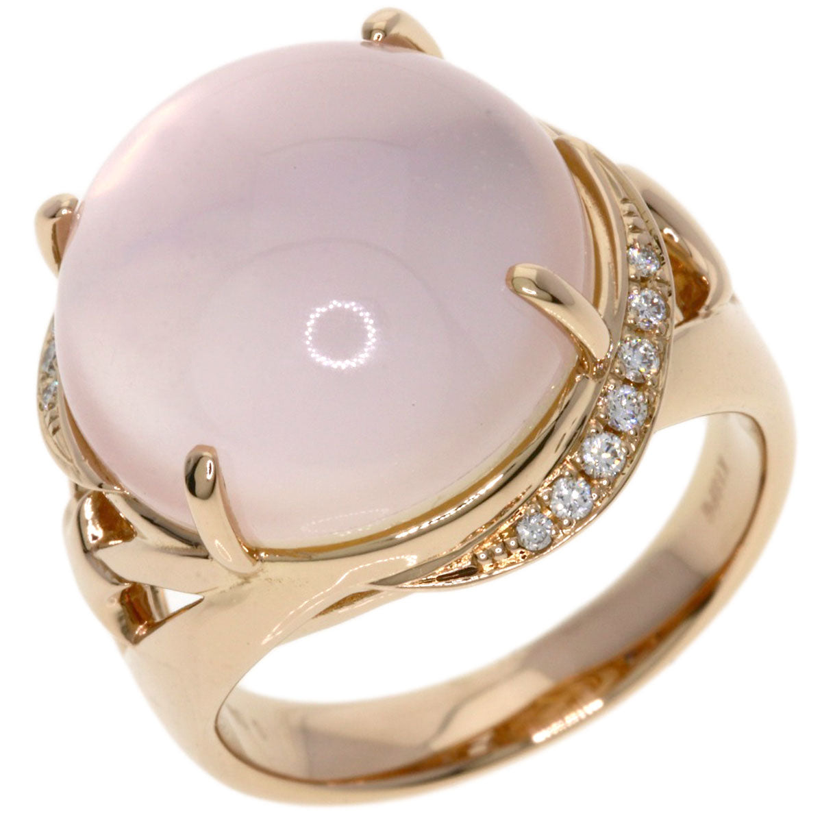 Ponte Vecchio Rose Quartz Diamond Ring K18 Pink Gold Ladies [Used]