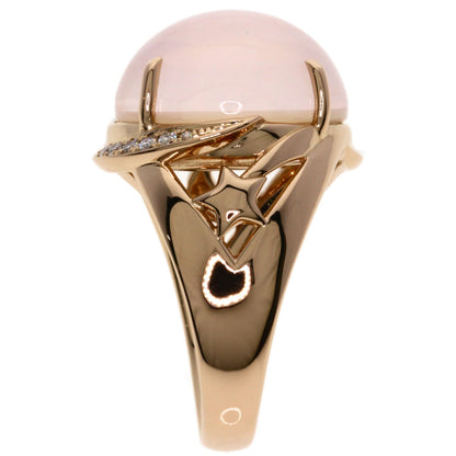 Ponte Vecchio Rose Quartz Diamond Ring K18 Pink Gold Ladies [Used]